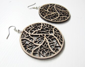 Earrings / earcuffs - laser cut wooden earrings - Leave nerves