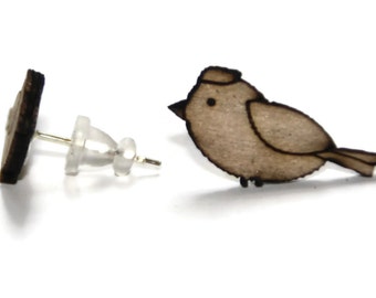 laser cut wooden earrings - Bird