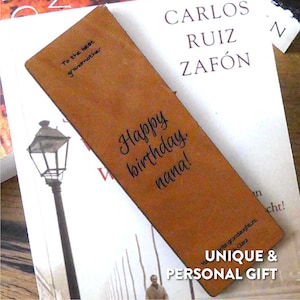 Personalized Wood & Leather Bookmark Custom Engraved Book Lover Gift Unique Reading Accessory image 2