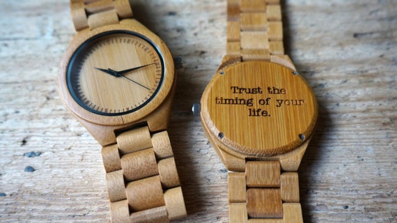 Houten horloge persoonlijk horloge gegraveerd met persoonlijke