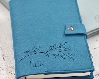 Personalized Refillable Felt Notebook with Custom Engraving - Ideal for Travel Journals, Diaries, Planners, and Notes