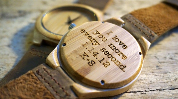 Reloj de pulsera madera Bambú grabado texto personal - Etsy México