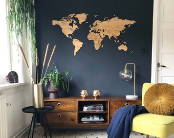 Carte du monde en bois, carte du monde, décoration, carte de voyage en bois, grande carte de monde, décoration maison, carte de voyage,