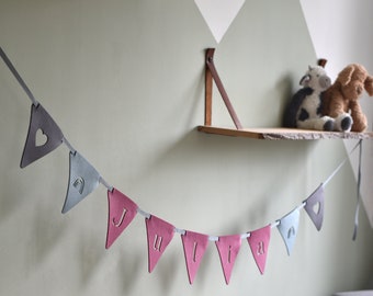 Felt Name Banner - Personalized Baby Garland with Adorable End Flags - Unique Newborn Gift and Nursery Decor
