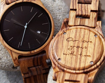 Reloj de madera, reloj grabado personalizado, reloj personalizado, relojes para hombres, mujeres, novio, novia, regalo de aniversario
