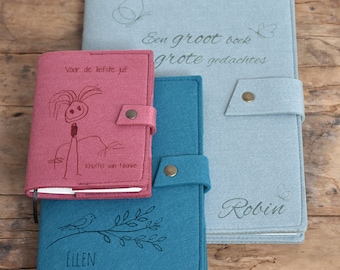 Personalized Felt Journal - Refillable Notebook with Engraving, Ideal for Travel Diaries, Planners, and Field Notes