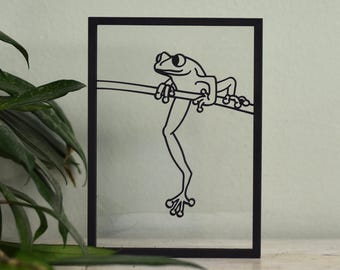 Floating Frame - Wooden Frame - wall art, decoration frame, frog, lizard, nature, minimalistic wall art, decorative art, wall art frame