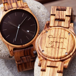 Wooden Watch, Personalized Watch, wood watch, women watches, engraved watch, wood watch men, womens watch, anniversary gift, personalized image 1