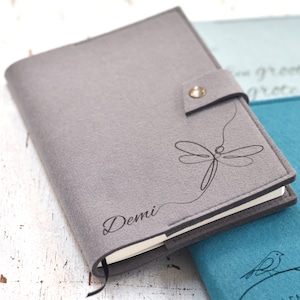 Custom Engraved Felt Notebook - Refillable Journal for Travel, Diary, Planner, and personal Journal