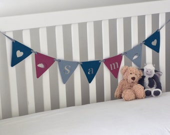 Baby gift - Maternity Gift - Personalized Baby Name Garland - Felt Flags with Cute End Decorations - Nursery Decor and Special Baby Gifts