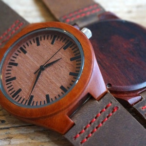 Wooden Watch, Gift for Him, Anniversary, Wedding gift, birthday gift, Engraved watch, Watches for men, leather anniversary, Bamboo watch,