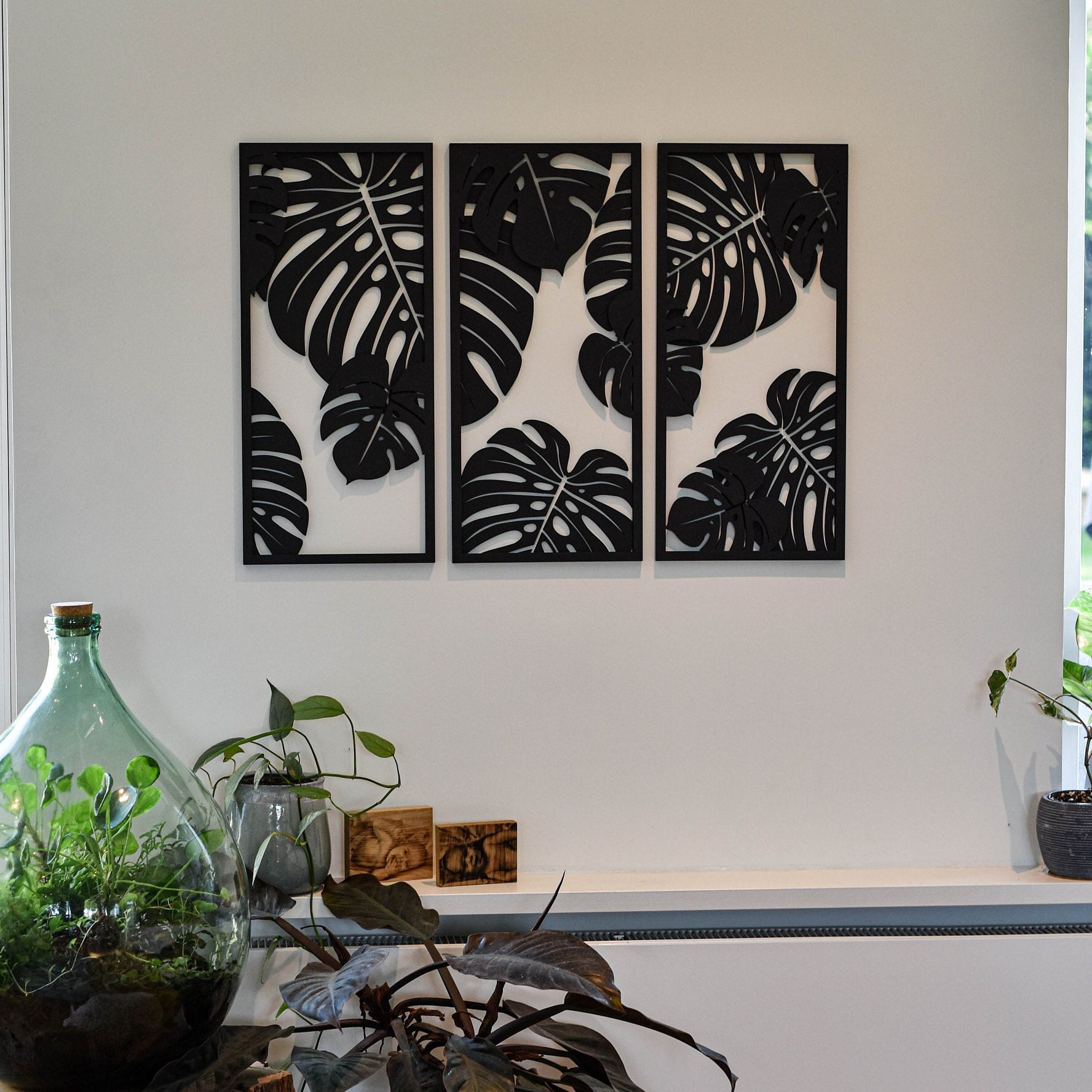 モンステラの葉 フレーム付き壁飾り