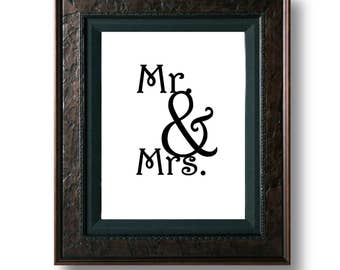 Mr. & Mrs. Wedding Sign or Gift Printable Download