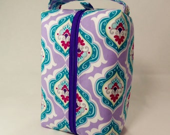 Large Zippered Box Tote - knitting / crochet / spinning project bag