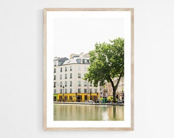 Paris Photography Print - Canal Saint Martin - Parisian Art Print - Travel Photography - Paris Wall Art - Yellow Art Print