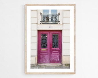 Paris Door Photography Print - Large Wall Art - Parisian Art Print - Magenta Door Photo - French Home Decor - Colorful Paris Art