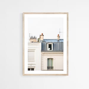 Paris Rooftops Print, Montmartre Wall Art, Unframed Artwork for Contemporary Interior, Beige and Gray Vertical Print for Neutral Living Room image 1