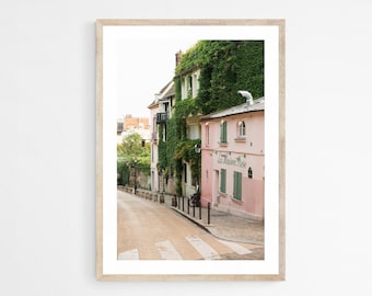 Paris Aesthetic Photography Print, La Maison Rose Art, Montmartre Parisian Cafe Print, Blush Pink Wall Decor, Romantic French Art for Her,
