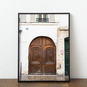 Paris Door Photography Print, Large Wall Art, Parisian Art Print, Brown Door Photo, Neutral Home Decor, Gallery Wall Print, 16x20 Print image 1