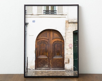 Paris Door Photography Print, Large Wall Art, Parisian Art Print, Brown Door Photo, Neutral Home Decor, Gallery Wall Print, 16x20 Print