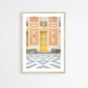 Versailles Courtyard Photography Print - Grande arte murale - Foto porta gialla - Fotografia di viaggio francese - Paris Home Decor