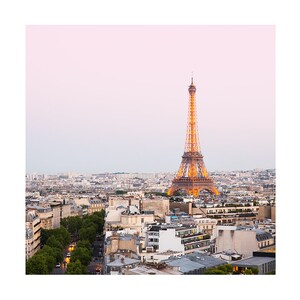 Square Photography Print - Eiffel Tower at Sunset - Pink Paris Wall Art - Parisian Home Decor - Large Photo Print - Paris Photography