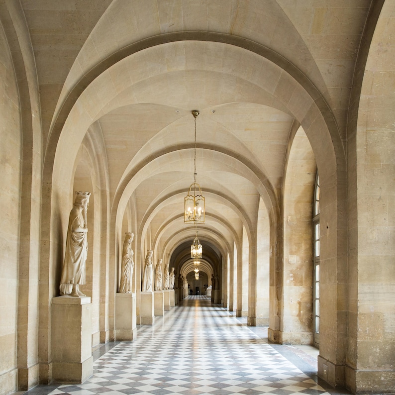 Neutral Paris Photography Versailles Hallway French Home Decor Neutral Photography Print Paris Wall Art Square Art Print image 2