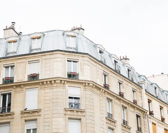 Neutral Paris Photography Print, Parisian Architecture in Montmartre, 16x20 Wall Art, Beige and Gray Art for Office, Large Canvas Wall Decor