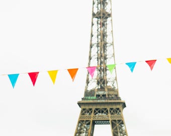 Eiffel Tower Art Print - Paris Photography Print - Francophile Gift - French Wall Art - Rainbow Paris Print - Children's Room Decor
