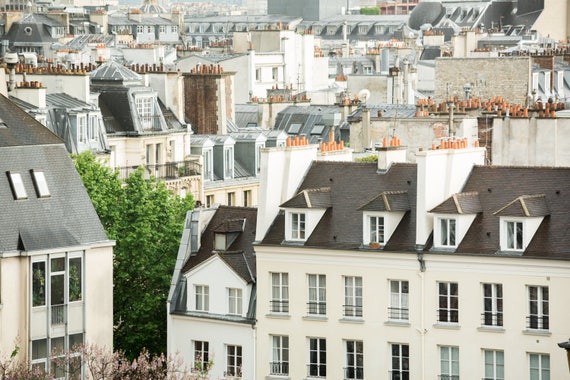 Paris Rooftop Photography Print Neutral Art Print Large Format Wall Decor 11x14 Art Print Paris Bedroom Decor