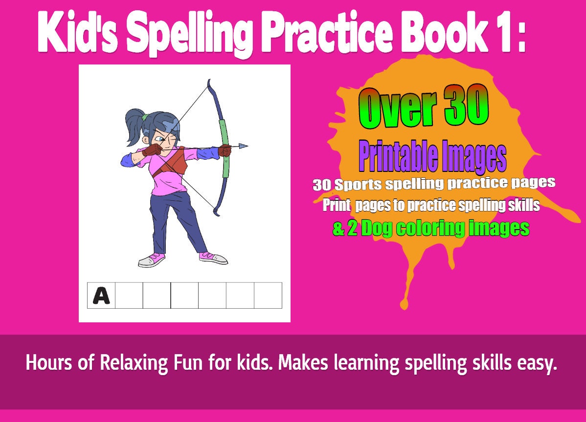 Kid's Spelling Practice Book 1. Printable Book Pages. Etsy