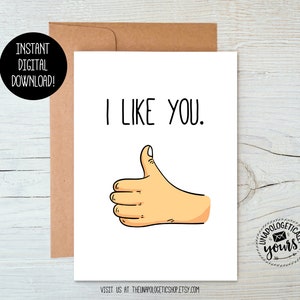 I Like You Printable Valentine Love Relationship Anniversary Card