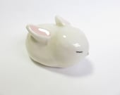 Rabbit, Ceramics and Pottery, white bunny sculpture, Slepping rabbit, ceramic animal sculpture