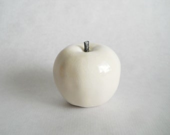 Apple white fruits sculpture, ceramics and pottery