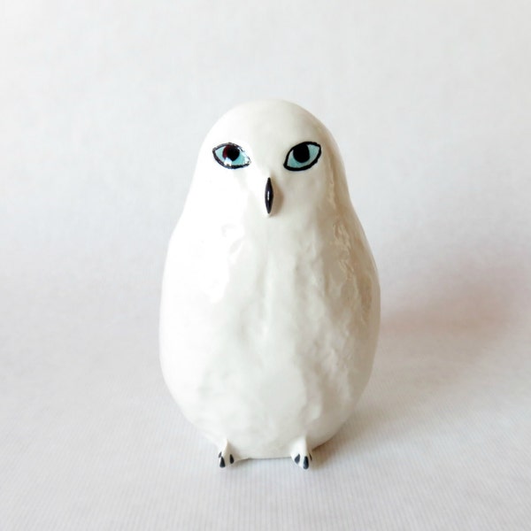 Ceramic sculpture white owl animal sculpture, art, Home decoration, Ceramics and Pottery