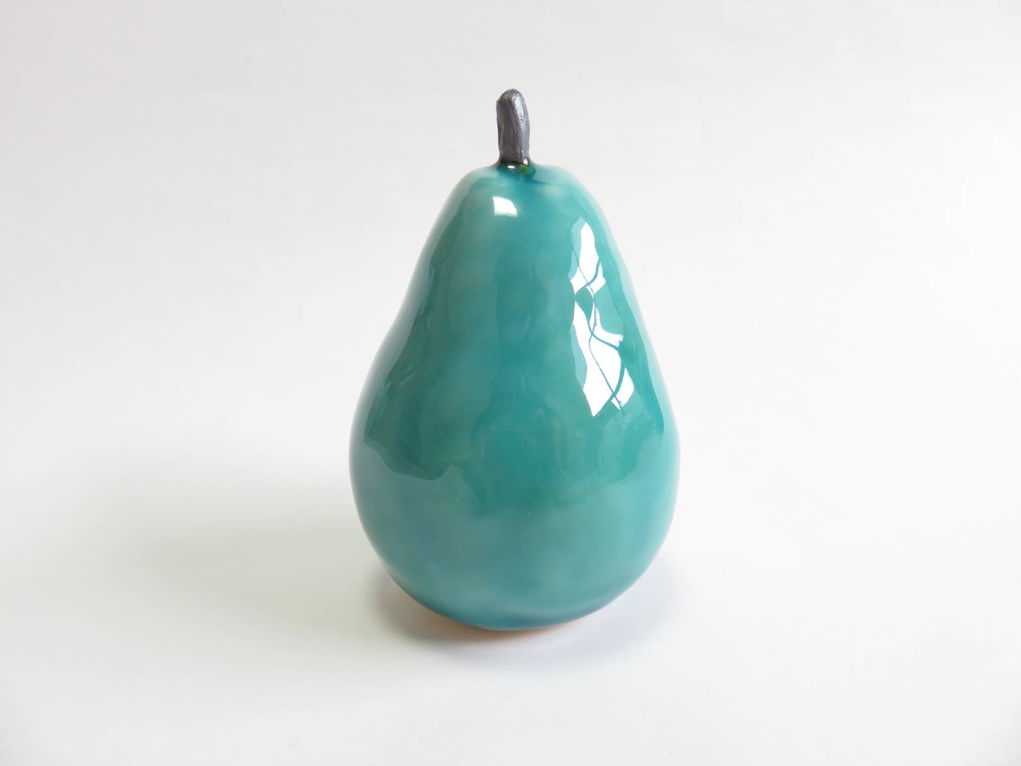 Pear Ceramic Sculpture Pear Fruits Sculpture Turquoise Blue Etsy