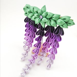 Wisteria hair clip/Japanese hair accessories/Oriental hair clip/Purple wisteria/Kanzashi hair clip/Wisteria kanzashi/French barrette