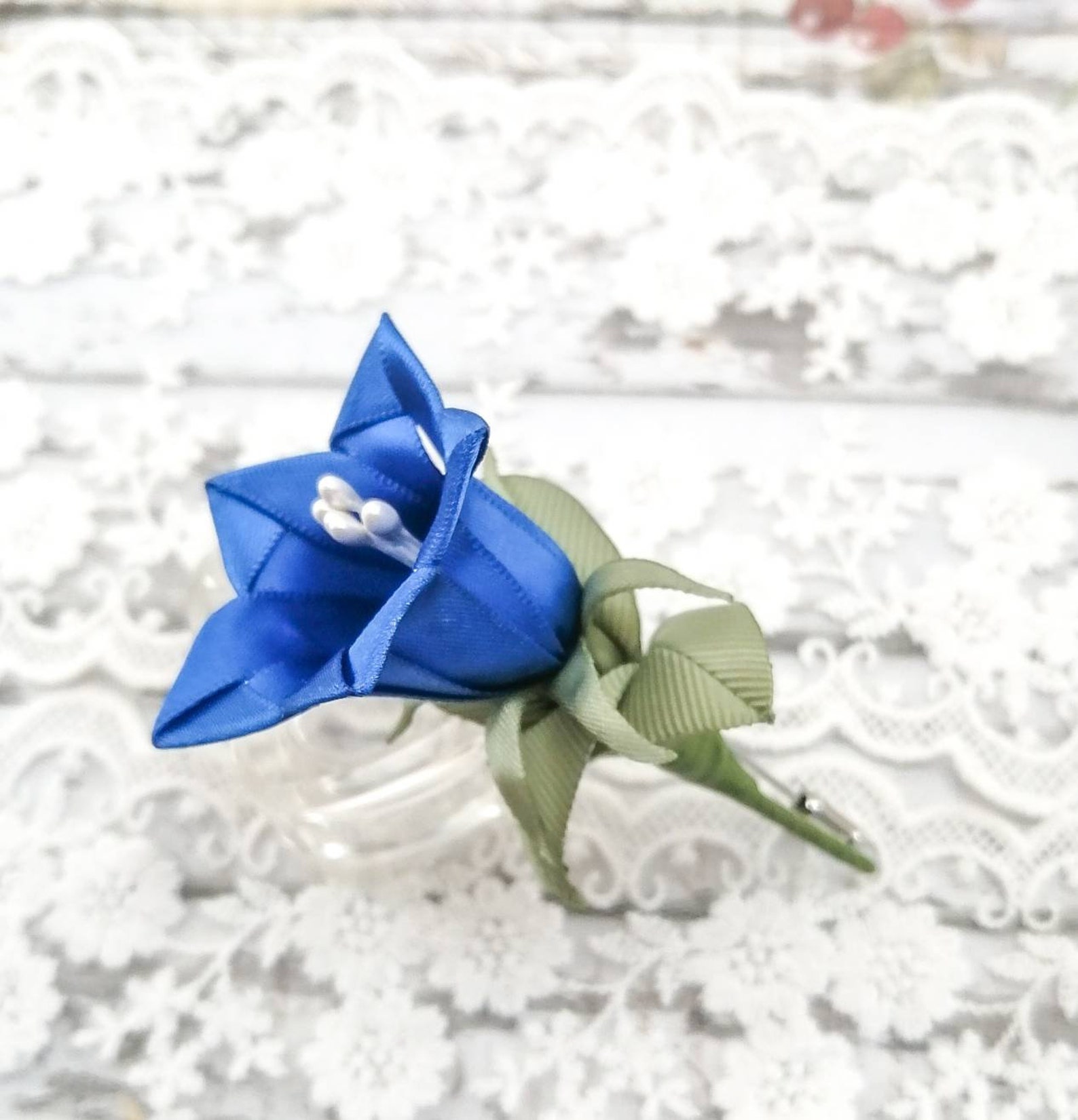 Gentian Blue Flower Pin Alpine Flower Broochwedding Etsy