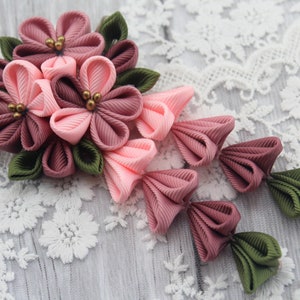 Pink kanzashi flower hair clip/Japanese hair accessories/Oriental hair clip/Geisha hair accessories/Pink flower hair clip
