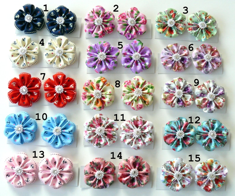 Two alligator hair clips. Small flower hair clips. Girls hair Etsy