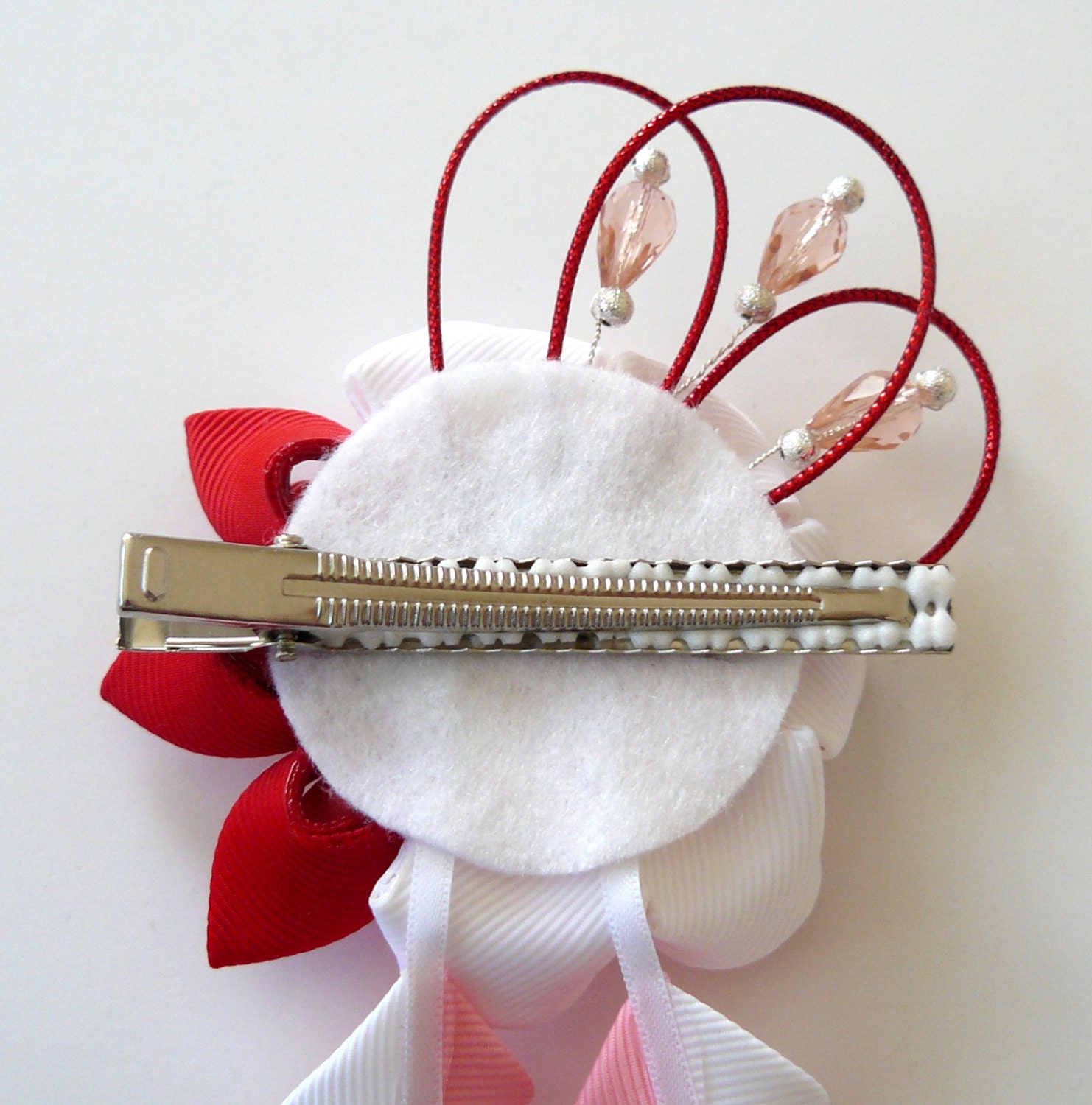 Kanzashi Flower Hair Clip: Red, Pink & White Grosgrain Ribbon - Etsy