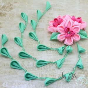 Kanzashi flower hair clip,Pink kanzashi flowers,Japanese pink hair piece,Hair clip with pink flowers,Pink Geishas hair clip