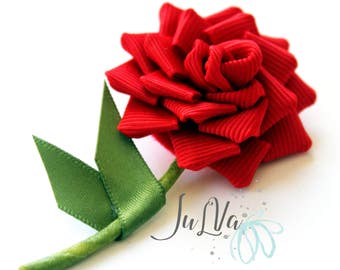Men's Flower Lapel Pin. Red rose flower brooch . Red rose lapel pin. Boutonniere lapel pin. Handmade Wedding Boutonniere.