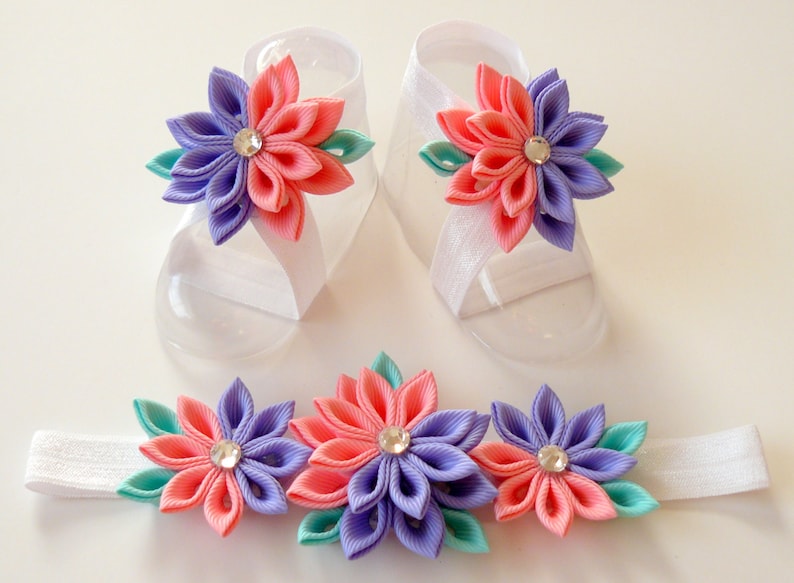 Baby Headband and Baby Barefoot Sandals. Baby Shoes. Baby Etsy