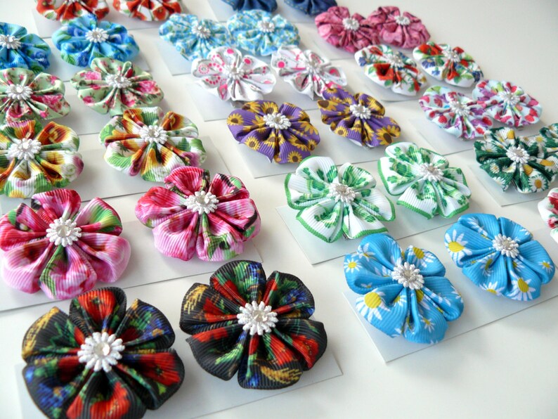 Two Alligator Hair Clips. Small Flower Hair Clips. Girls Hair Etsy