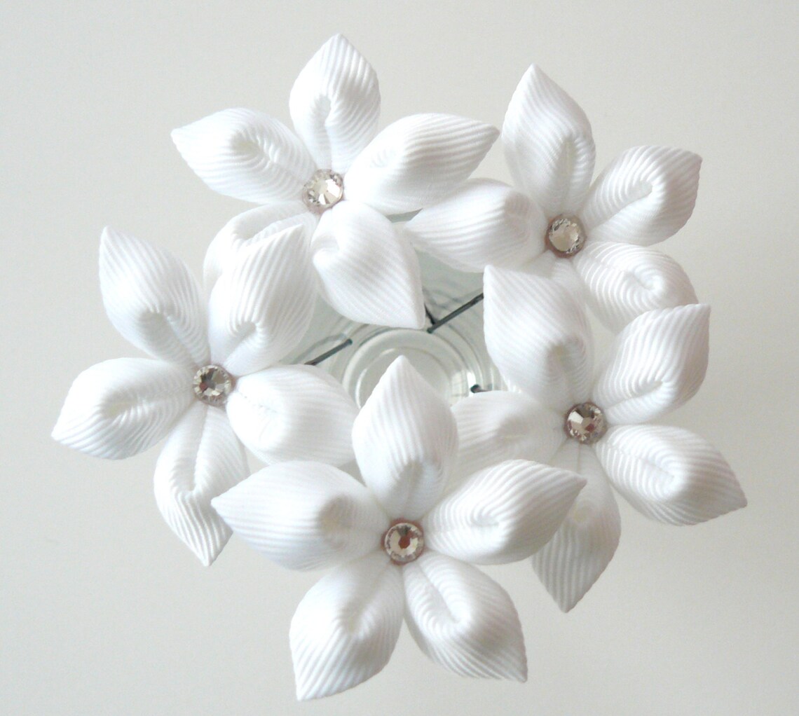 White Flower Hair Pins for Bride Wedding Hair Flowers Bridal Etsy
