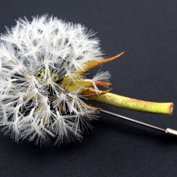 Löwenzahn Brosche/Botanische Revers Pin/Geschenk für sie/Dandelion pin/Seiden Blumen Brosche/Botanische Boutonniere/Löwenzahn Hochzeit/Sommer Hochzeit