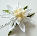 Men's Flower Lapel Pin. Austrian edelweiss flower brooch. Kanzashi flower lapel pin. German hat pin. Edelweiss Wedding Boutonniere. product logo