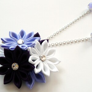 Kanzashi Fabric Flower Hair Clip. Plum Iris and White. - Etsy