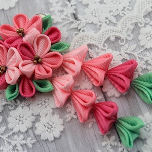 Pink kanzashi flower hair clip/Japanese hair accessories/Oriental hair clip/Geisha hair accessories/Pink flower hair clip
